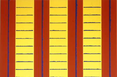 Lodrette gule og røde bånd. 1979.