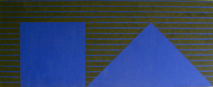 Kvadrat og trekant på blå bund. 1980