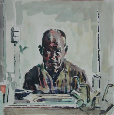 Selvportrt akvarel 2011